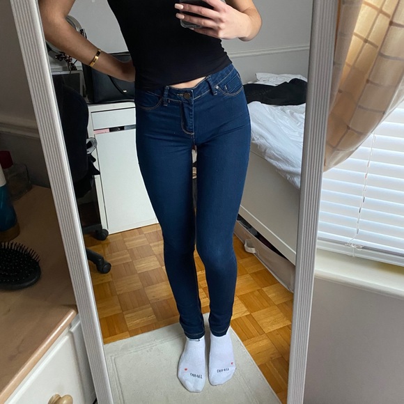 High waisted navy blue jeans - Picture 1 of 3